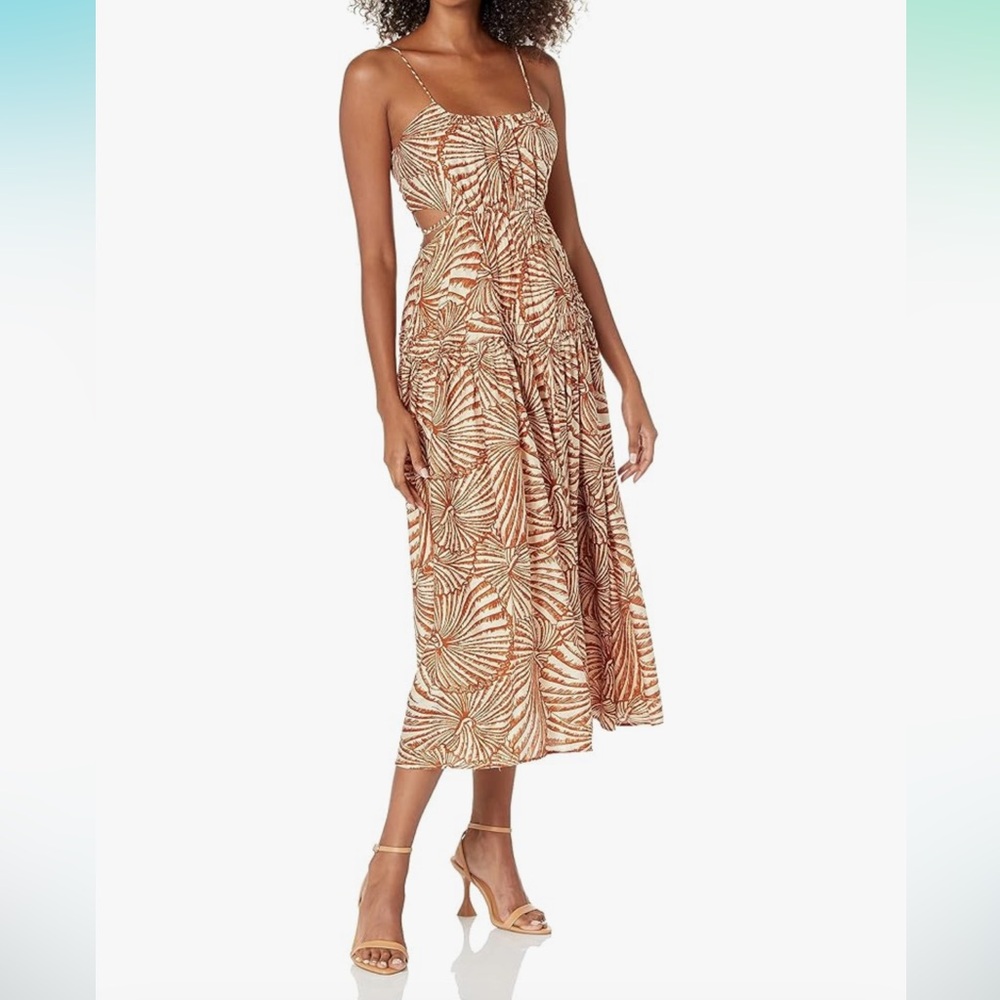 NWT MOON RIVER Women's Shirred Sleeveless Cut-Out Midi Dress Small